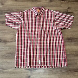 Men's Ben Sherman Vintage Plaid Button Down Short Sleeve Shirt. Size 3L